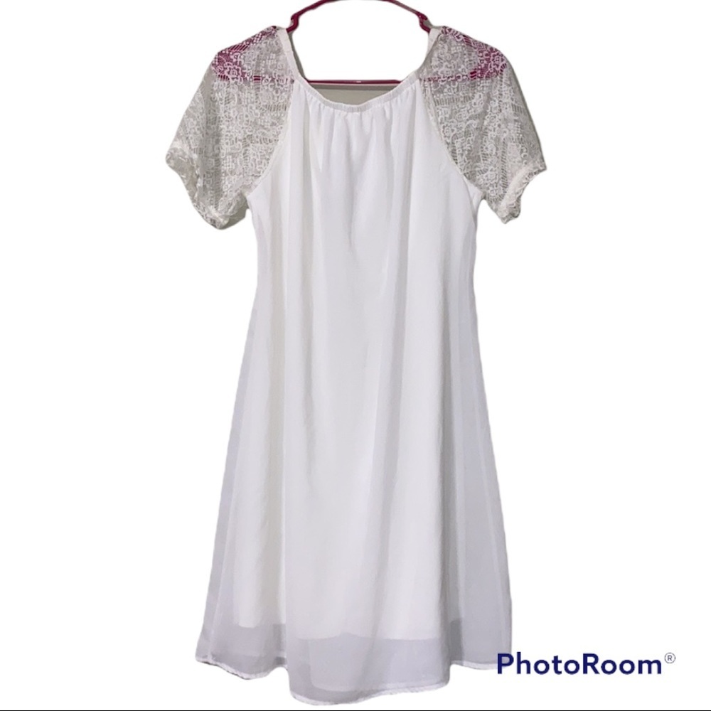 Rachel Kate medium lace sleeveless white dress nwt